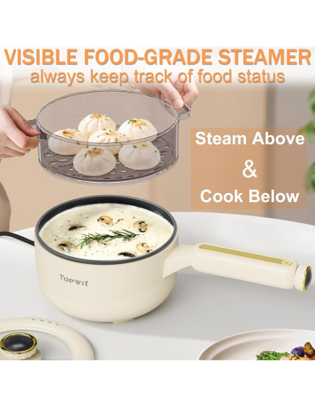 Olla Eléctrica TOPWIT 2L con Vaporera Beige Multifuncional