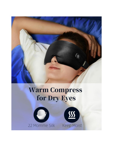 Máscara de Ojos Calentada FACEMOON - Seda, Recargable, Negra