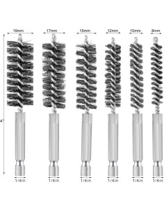 6 Cepillos de Agujero Patelai Acero Inoxidable 8-19 mm 2