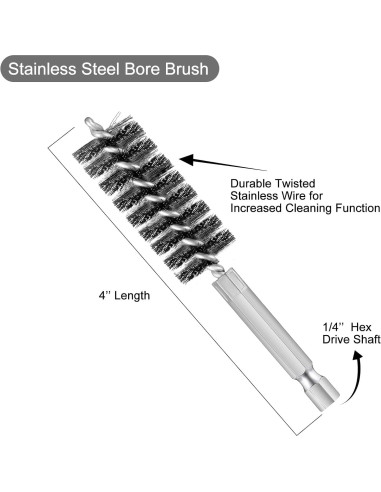6 Cepillos de Agujero Patelai Acero Inoxidable 8-19 mm