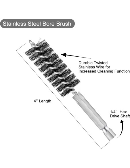 6 Cepillos de Agujero Patelai Acero Inoxidable 8-19 mm
