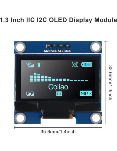 Módulo de Pantalla OLED 1.3" Coliao 128x64 IIC SSH1106 Azul