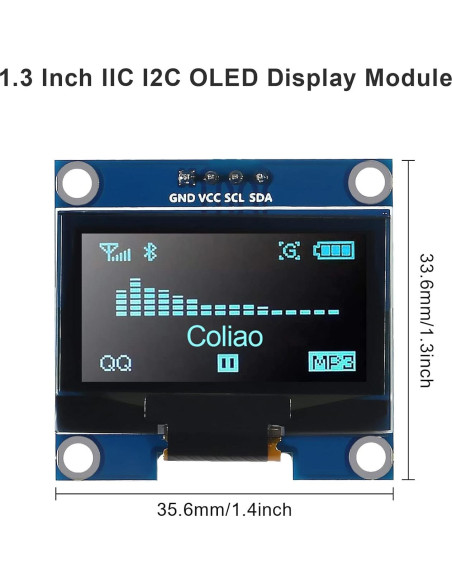 Módulo de Pantalla OLED 1.3" Coliao 128x64 IIC SSH1106 Azul