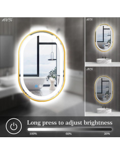 Espejo LED Ovalado TiliKuly 80 x 50 cm Dorado Regulable 2