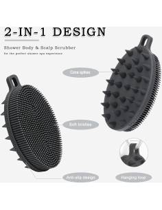 Exfoliador de Silicona 2-en-1 FREATECH para Cuerpo y Cuero Cabelludo 2
