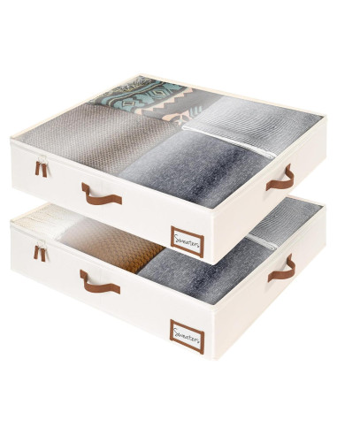 Caja de Almacenamiento Bajo la Cama StorageWorks Beige 76x71x15 cm - 2 Piezas