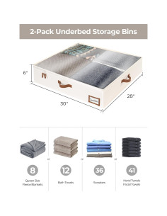 Caja de Almacenamiento Bajo la Cama StorageWorks Beige 76x71x15 cm - 2 Piezas 2