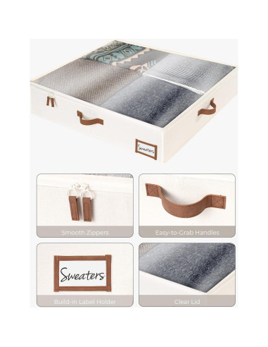 Caja de Almacenamiento Bajo la Cama StorageWorks Beige 76x71x15 cm - 2 Piezas