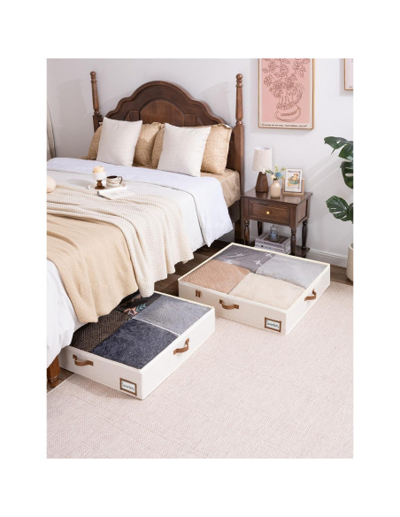 Caja de Almacenamiento Bajo la Cama StorageWorks Beige 76x71x15 cm - 2 Piezas