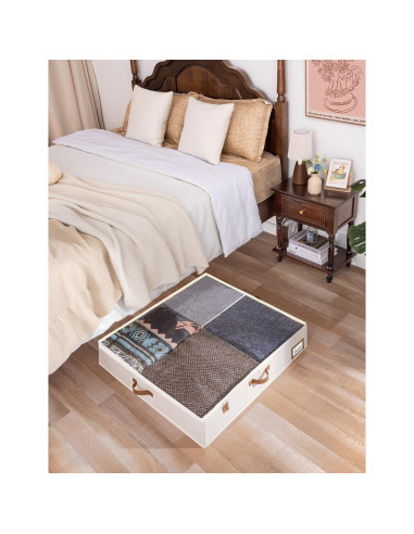 Caja de Almacenamiento Bajo la Cama StorageWorks Beige 76x71x15 cm - 2 Piezas