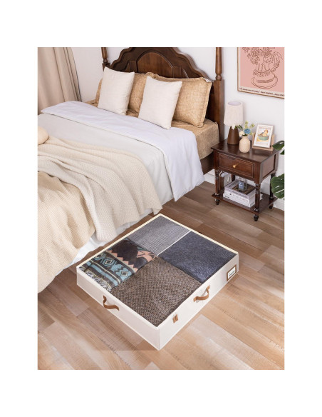 Caja de Almacenamiento Bajo la Cama StorageWorks Beige 76x71x15 cm - 2 Piezas