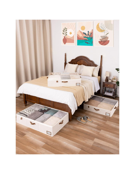 Caja de Almacenamiento Bajo la Cama StorageWorks Beige 76x71x15 cm - 2 Piezas