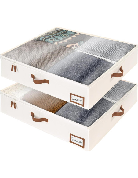 Caja de Almacenamiento Bajo la Cama StorageWorks Beige 76x71x15 cm - 2 Piezas