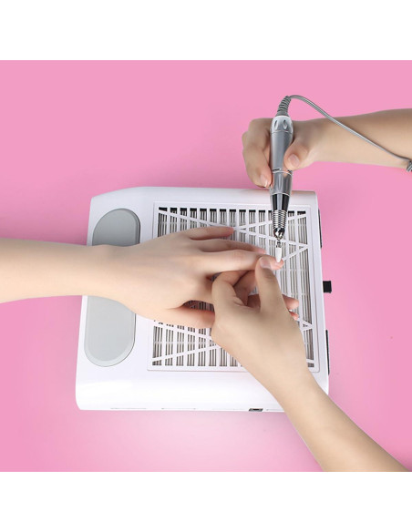 Colector de Polvo de Uñas HZXINWANG 80W Rosa con Filtro Reutilizable