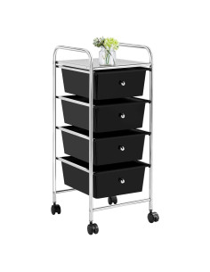Carro de Almacenamiento Rodante Yaheetech 4 Cajones Negro