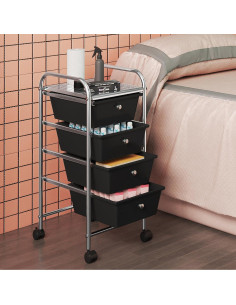 Carro de Almacenamiento Rodante Yaheetech 4 Cajones Negro 2