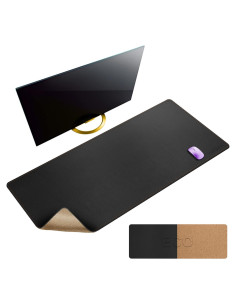 Tapete de Escritorio MAIDERN 120x60cm Corcho y Cuero Negro