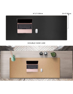 Tapete de Escritorio MAIDERN 120x60cm Corcho y Cuero Negro 2