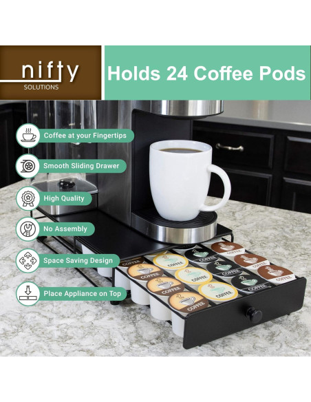 Soporte Rodante Nifty para 24 Cápsulas K-Cup - Negro