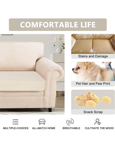 Fundas Impermeables para Cojines de Sofá SearchI 2 Piezas Beige