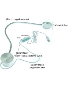 Luz LED de Lectura Montada en Pared QUANS USB 3 Colores 10 Niveles 2