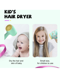 Secador de Pelo para Niños Feekaa 500W, Calor Suave y Bajo Ruido 2
