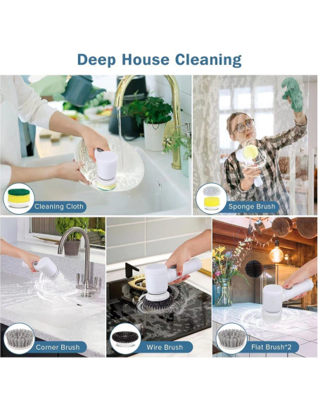 Limpiador Eléctrico de Espín HFLYJPYW con 6 Cepillos Reemplazables Limpiador Eléctrico de Espín HFLYJPYW con 6 Cepillos Reemplazables