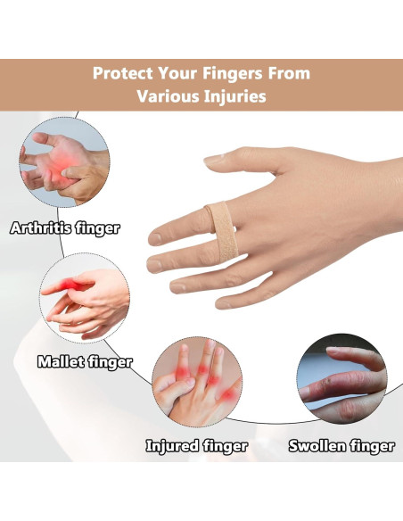 10 Férulas Buddy para Dedos Beige Reutilizables y Lavables