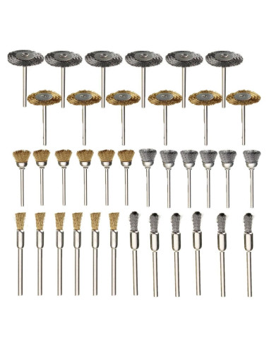 Kit de 36 Cepillos de Alambre Rocaris para Pulido y Rectificado