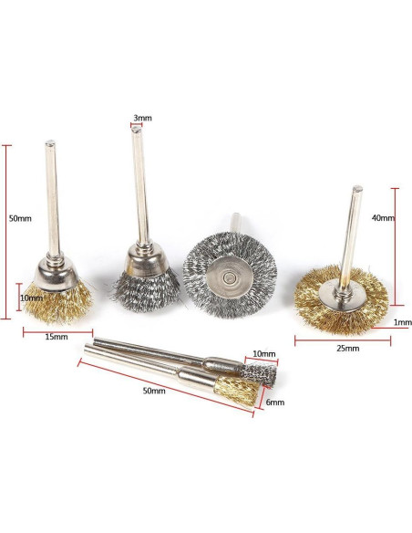 Kit de 36 Cepillos de Alambre Rocaris para Pulido y Rectificado