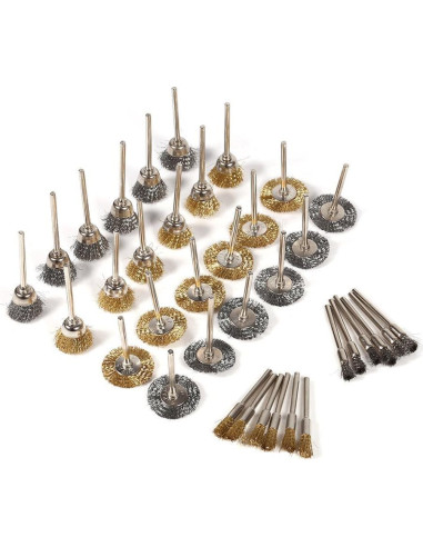 Kit de 36 Cepillos de Alambre Rocaris para Pulido y Rectificado