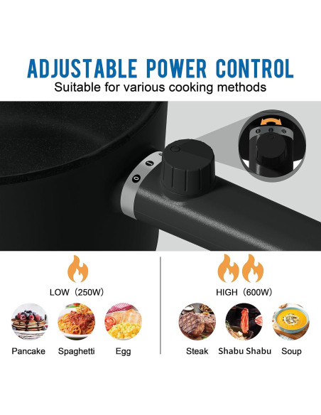 Olla Caliente Eléctrica Topwit 1.5L Antiadherente Negra