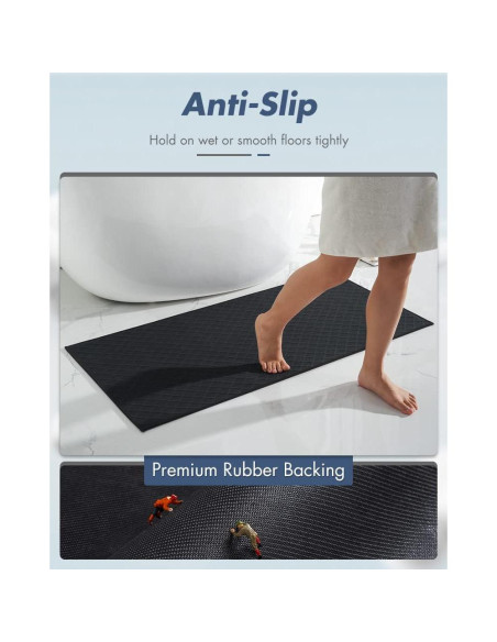 Alfombra de Baño AMOAMI Antideslizante 61x122 cm Negra