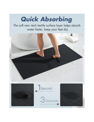 Alfombra de Baño AMOAMI Antideslizante 61x122 cm Negra