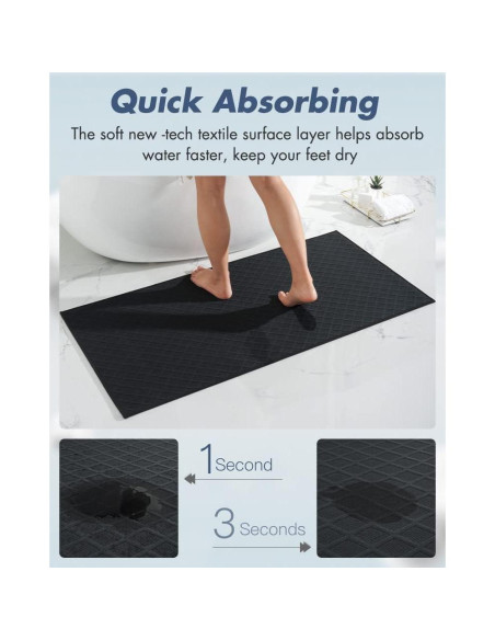 Alfombra de Baño AMOAMI Antideslizante 61x122 cm Negra