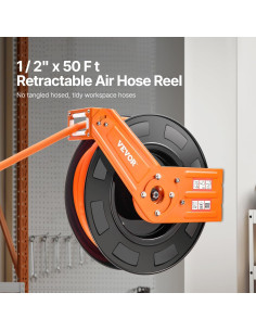 Carrete de Manguera de Aire Retráctil VEVOR 1/2" x 15m 300PSI 2