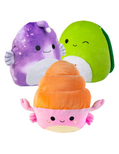 Paquete de 3 Squishmallows Jazwares - Cangrejo, Pez, Tortuga 25.4 cm