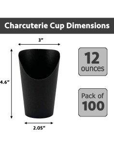 CAMKYDE 100 Tazas Desechables Negras 12oz para Papas Fritas 2