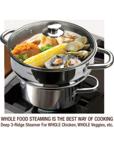 Juego de Vapor HOMICHEF 3 Piezas Acero Inoxidable 5QT 2