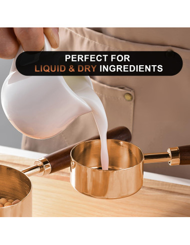 Juego de Tazas y Cucharas Medidoras SHIKORI Doradas 8 Piezas