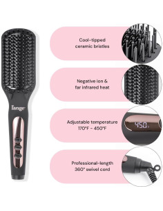 Cepillo Alisador L'ANGE HAIR Le Vite Cerámica Negro 2329 2