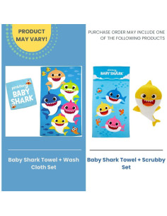 Toalla de Baño Baby Shark Franco 63.5x127 cm 2 Piezas 2
