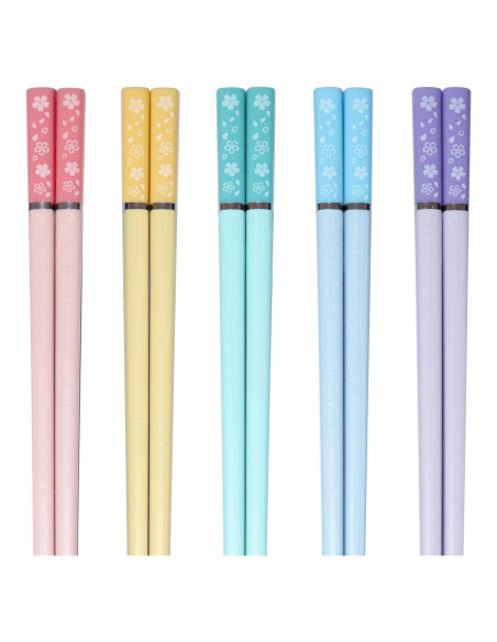 5 Pares Palillos Multicolores Helerkol Patrón Flor de Cerezo