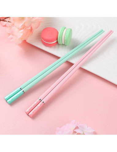 5 Pares Palillos Multicolores Helerkol Patrón Flor de Cerezo