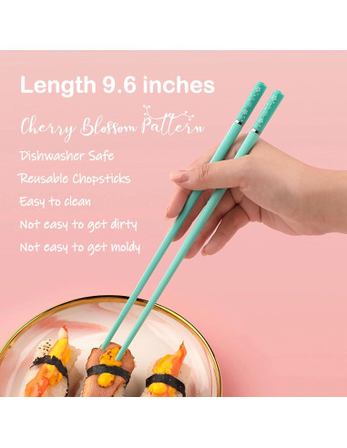 5 Pares Palillos Multicolores Helerkol Patrón Flor de Cerezo