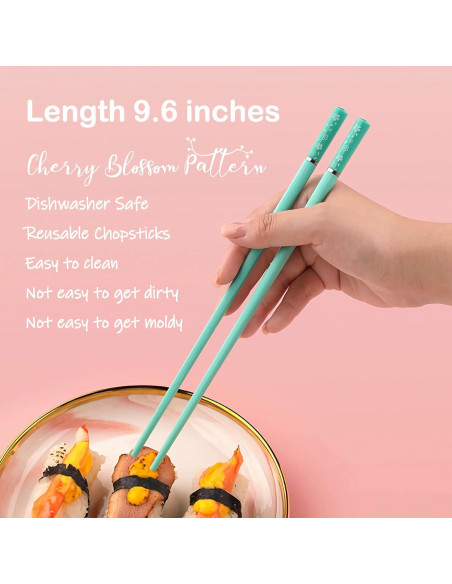 5 Pares Palillos Multicolores Helerkol Patrón Flor de Cerezo