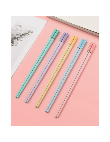 5 Pares Palillos Multicolores Helerkol Patrón Flor de Cerezo