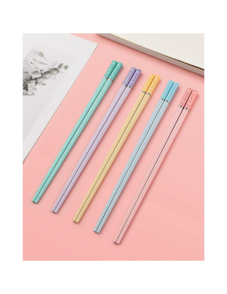 5 Pares Palillos Multicolores Helerkol Patrón Flor de Cerezo