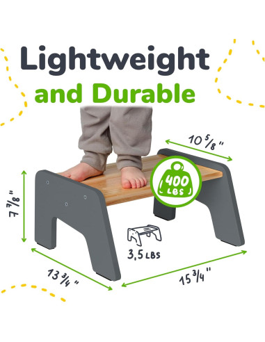 Escalera de Madera Ocodile 1 Paso Antideslizante Gris