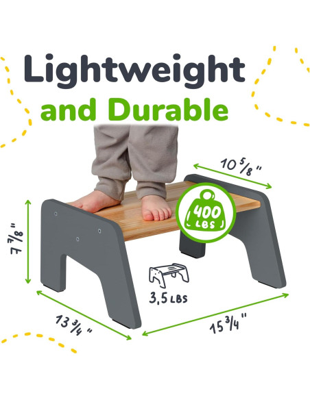 Escalera de Madera Ocodile 1 Paso Antideslizante Gris